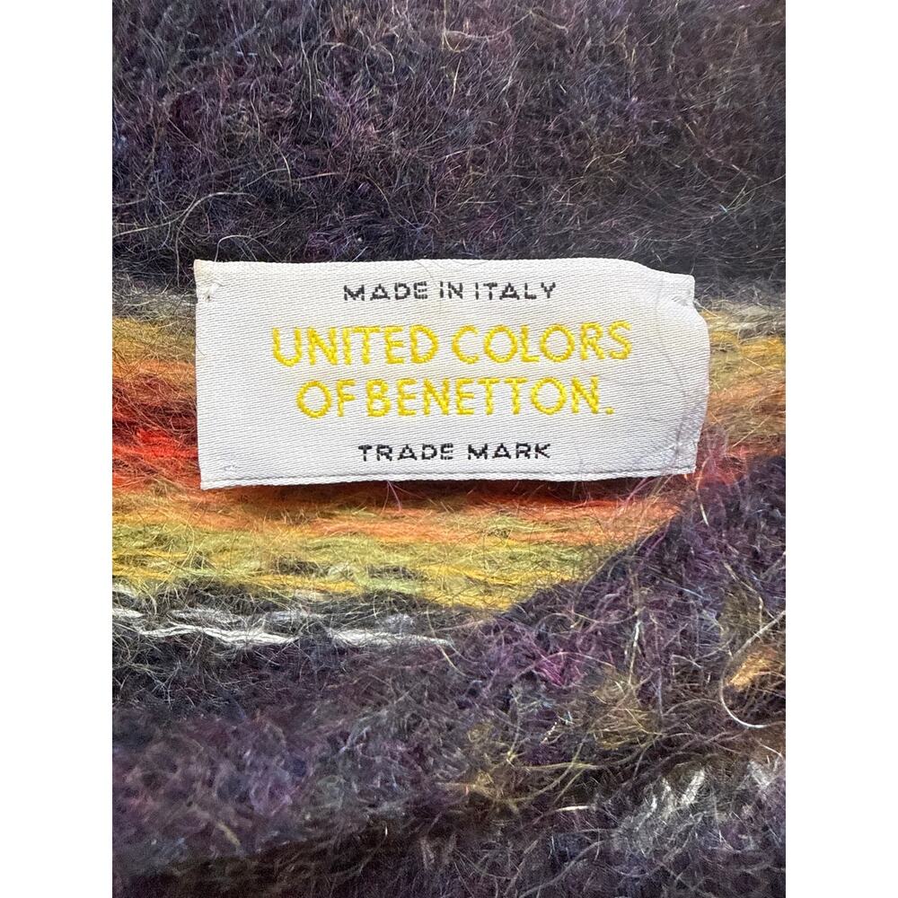 Benetton Vintage Mohair Blend Fair Isle Sweater Size Small Striped - Picture 9 of 9